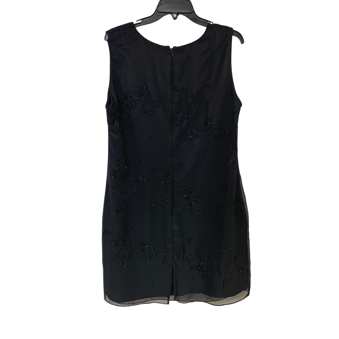 Amanda Smith Womens Size 16W LBD Black Beaded Floral Sleeveless Back Zip Dress