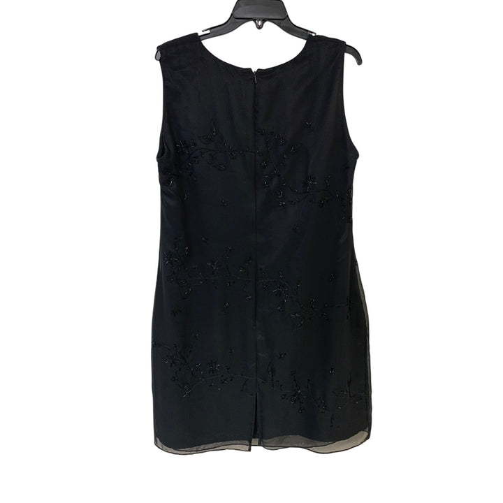 Amanda Smith Womens Size 16W LBD Black Beaded Floral Sleeveless Back Zip Dress