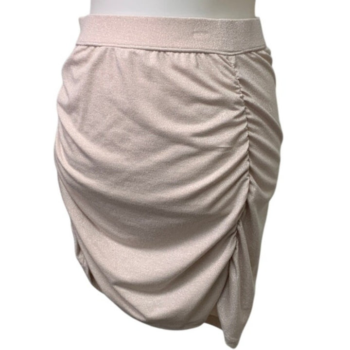 New American Eagle Womens Small Champagne Glittery Ruched BodyCon Mini Skirt