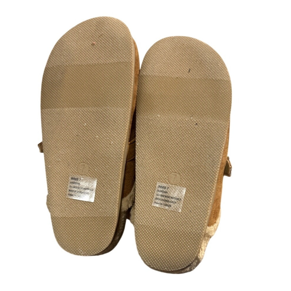 DV by Dolce Vita Womens Size 7 Cognac Brown Sherpa Lined Slide On Clog Shoes