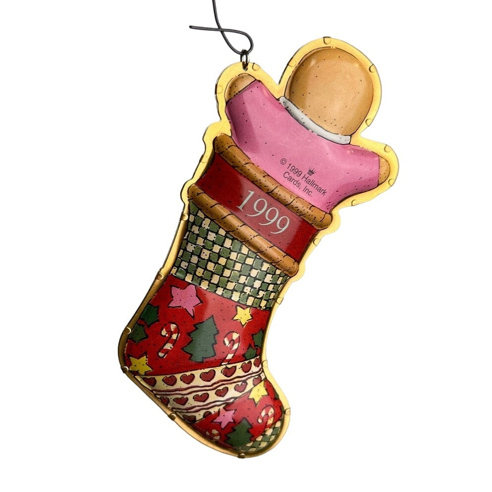 Vintage 1999 Hallmark Keepsake Ornament Mom Hollow Metal Gingerbread In Stocking