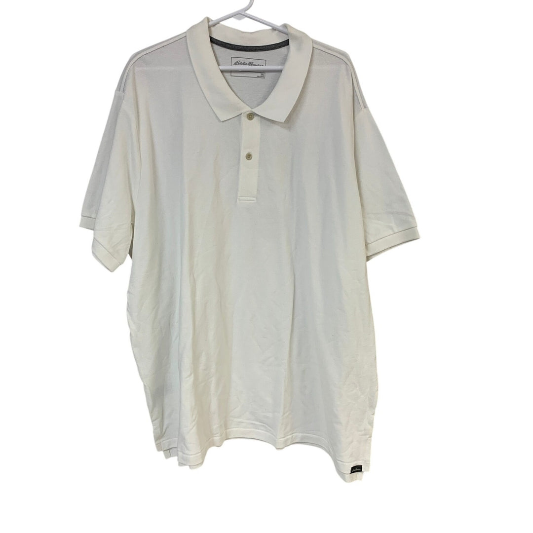 New Eddie Bauer Mens 3XL White Short Sleeve 100% Cotton Classic Polo Shirt
