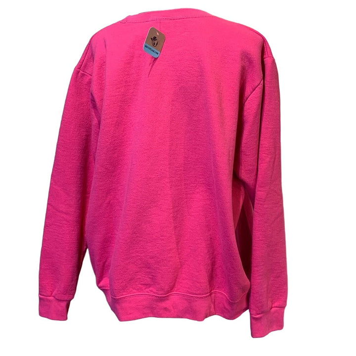 Hand Printed XL Upcycled Watercolor Summer Flower Peony Aster Bouquet Sweatshirt