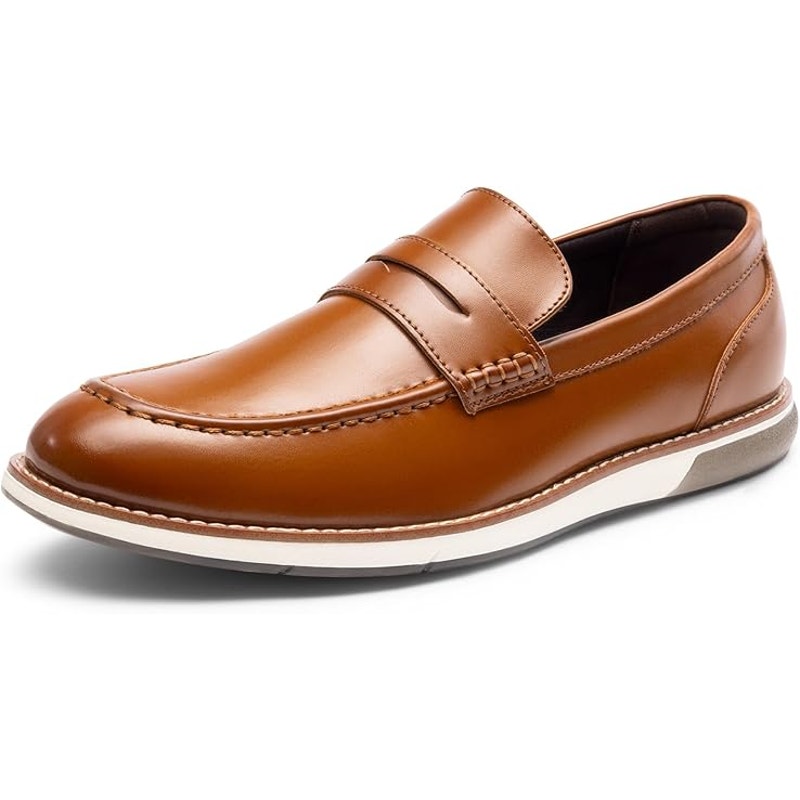 Bruno Marc Mens Size 10.5 Brown Faux Leather Dress Penny Loafer Slip On Shoes