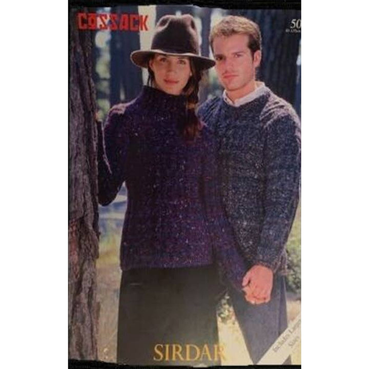 New Sirdar 5019 Cossack Sweater His Her Knitting Pattern w Larger Sizes