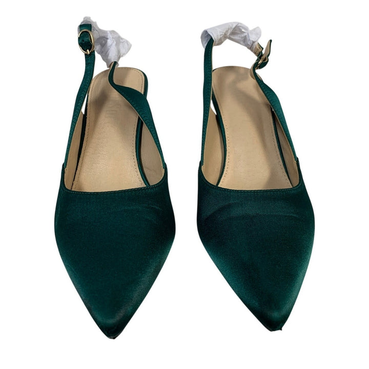 GotSoft Womens Size 8.5 Green 3" Heel Closed Pointed Toe Slingback Shoes