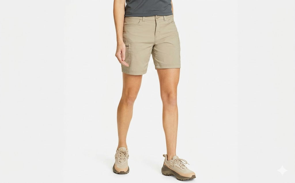 New Eddie Bauer Womens Pumice Khaki UPF 50+ Guide Mid Rise Cargo Shorts