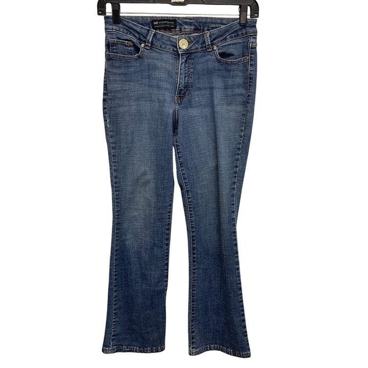 Lee Modern Series Womens Size 8 Curvy Boot Cut Replaced Button Denim Blue Jeans