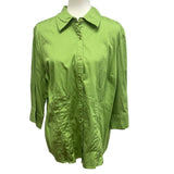 Apt 9 Womens Plus Size 1X Cotton Blend Long Sleeve Button Up Collared Shirt