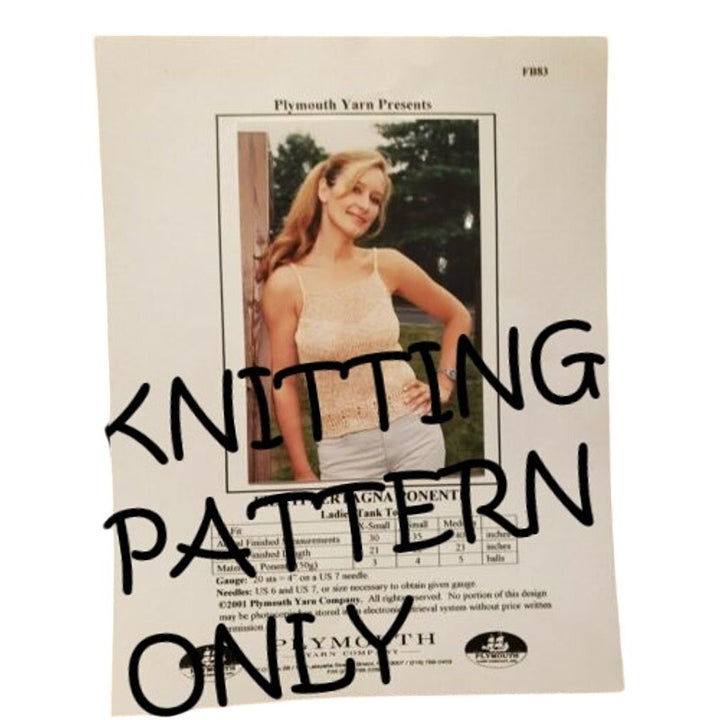 New Plymouth Yarn FB83 Filati Bertagna Ponente Ladies Tank Top Knitting Pattern