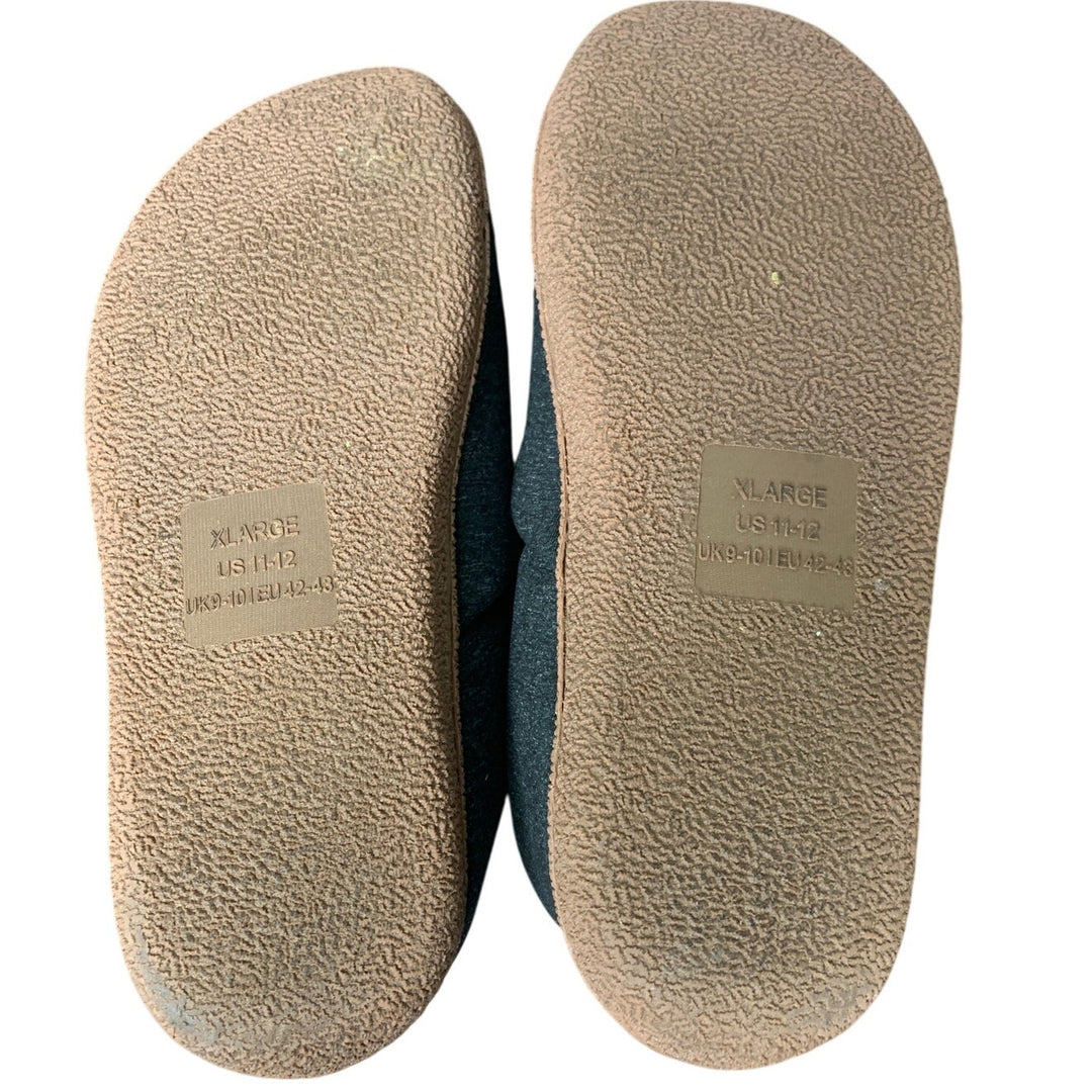 LongBay Womens 11-12 Gray Solft Slide On Anti Skid Brushed Jersey Slippers Shoes