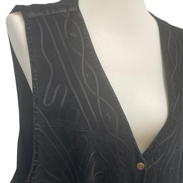 August Max Woman 2X Sleeveless Genuine Leather Lined Button Up Vest