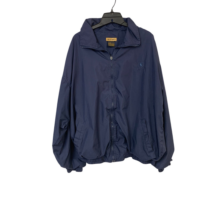 Caesars Mens Large Navy Blue Long Sleeve Collared Full Zip Bomber Jacket
