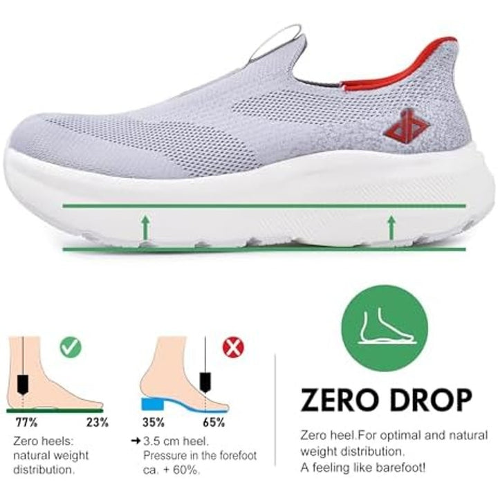 Jackshibo Mens Size 12 Gray Slip On Wide Toe Box Arch Support Athletic Shoes