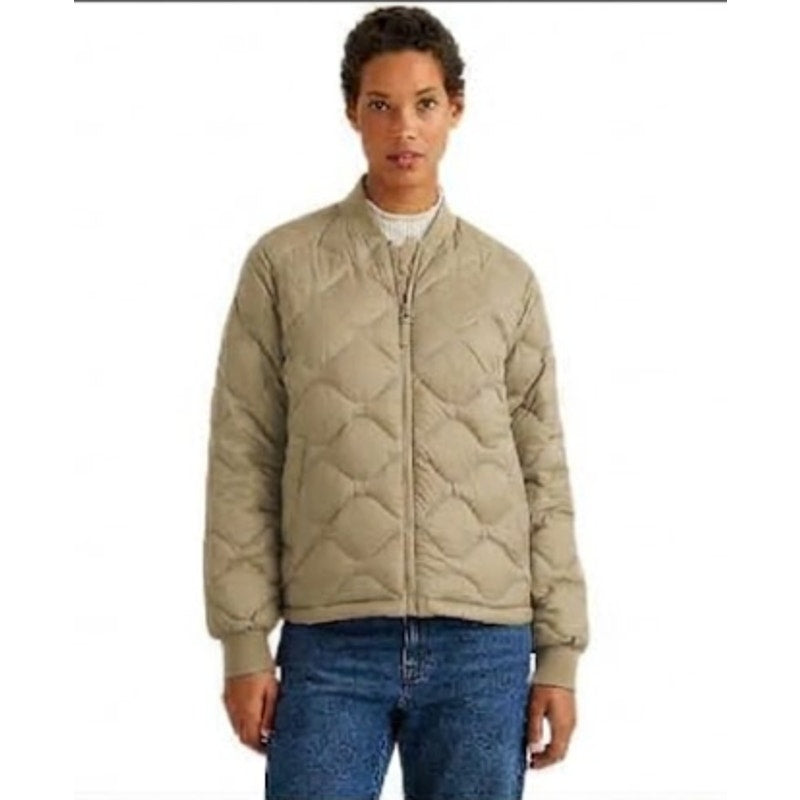 New Eddie Bauer Womens XXL Beige Pumice Shaw 650 FP Down Puffer Bomber Jacket