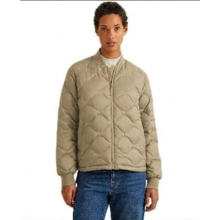 New Eddie Bauer Womens XXL Beige Pumice Shaw 650 FP Down Puffer Bomber Jacket