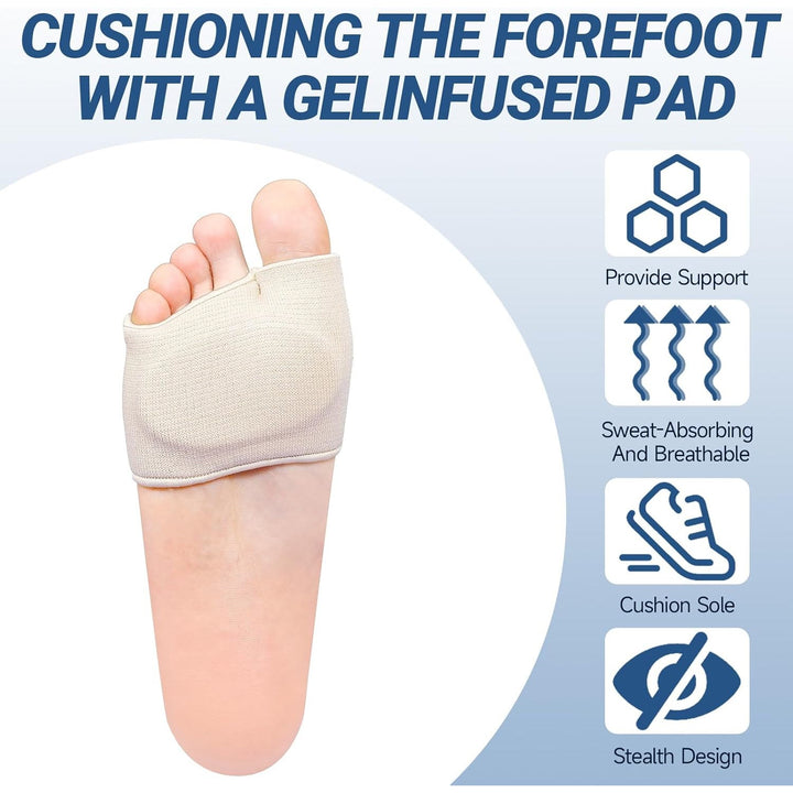 New Ktsay 2 Pairs Large Tan Nylon Metatarsal Ball of Foot Pain Relief Gel Pads