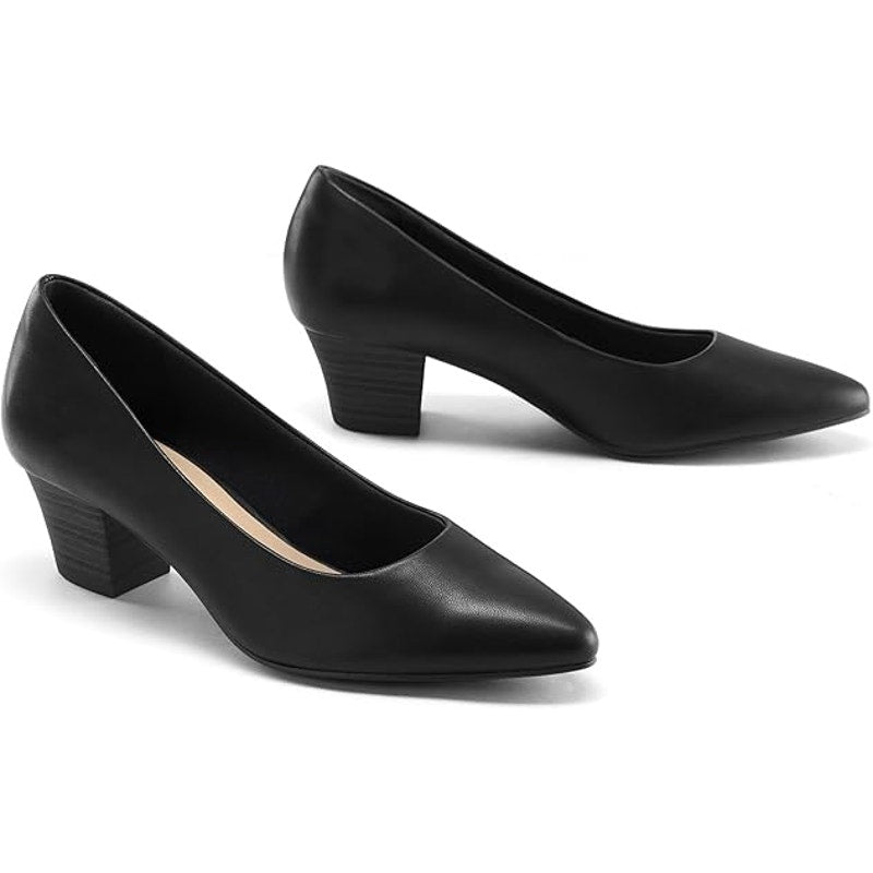 Mysoft Womens Size 10 Black Closed Pointy Toe 2" Heel Slide On Pumps Shoes