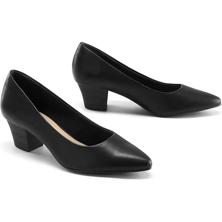 Mysoft Womens Size 10 Black Closed Pointy Toe 2" Heel Slide On Pumps Shoes
