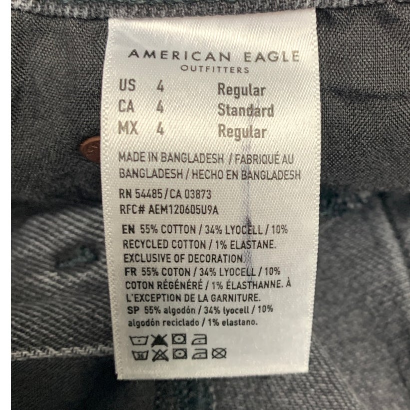 New American Eagle Womens Size 4 Black High Rise Relaxed Straight Denim Jeans