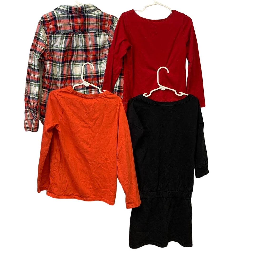 Lot of 4 Girls Small &amp; Medium Long Sleeve Fall Dress Tee Shirt Lot Cat &amp; Jack