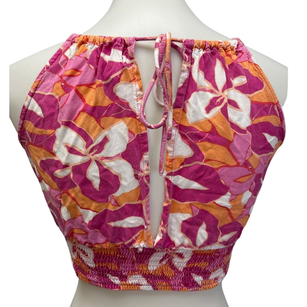 Japna Womens Small 100% Viscose Cropped Floral Halter Top