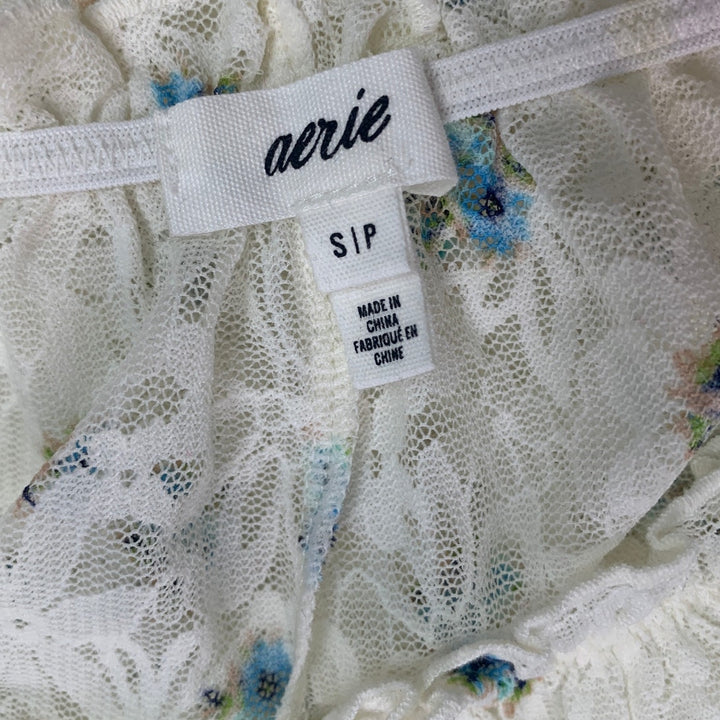 2 New Aerie Womens Small Sheer Floral Lace Navy Stretch Waist Lounge Shorts