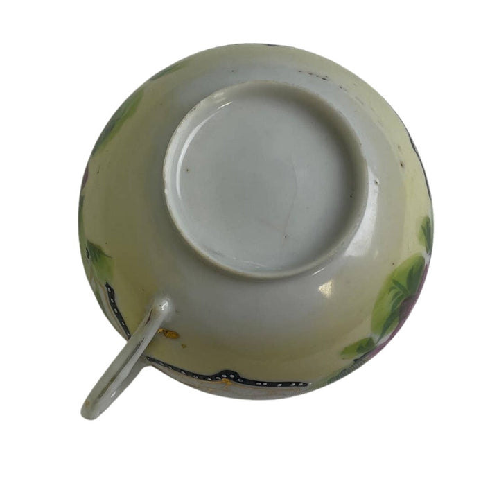 Vintage Hand Painted Nippon Japanese Floral Porcelain Teacup W Saucer