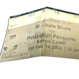 Vintage 2004 Valentines Day St Louis Blue Hockey Pittsburgh Penguins Ticket Stub