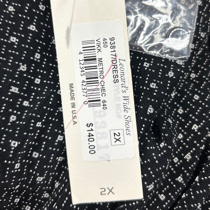 NWT New Vikki VI Womens 2X Sleeveless Front Button Square Dot Pattern Midi Dress