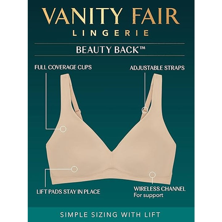 New Vanity Fair Womens 3XL Beauty Back Smoothing Wireless Bra with Light Lift