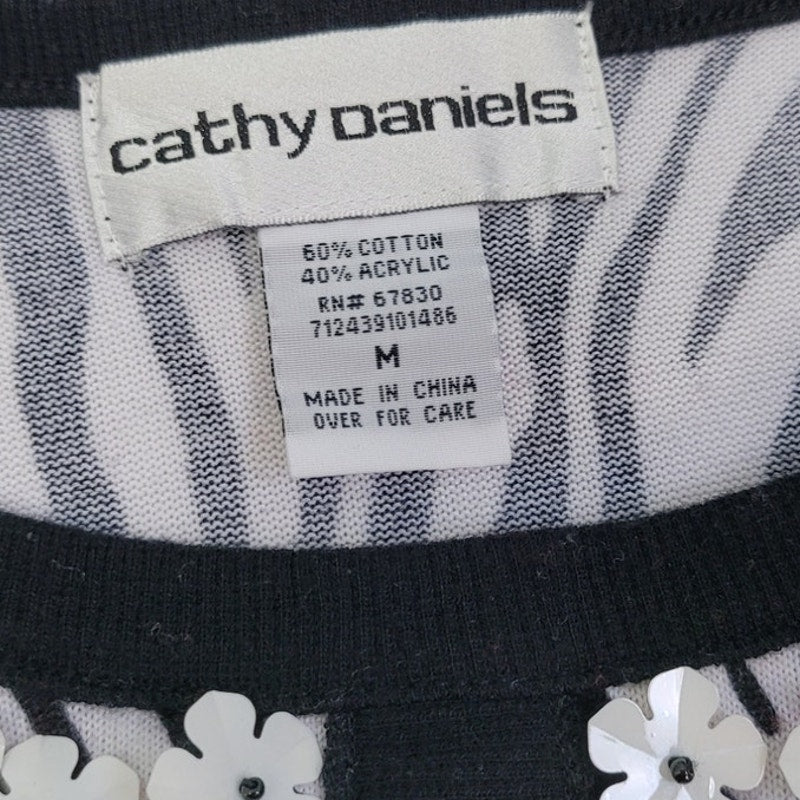 Cathy Daniels Womens Medium Cotton Acrylic Long Sleeve Zebra Print Knit Sweater