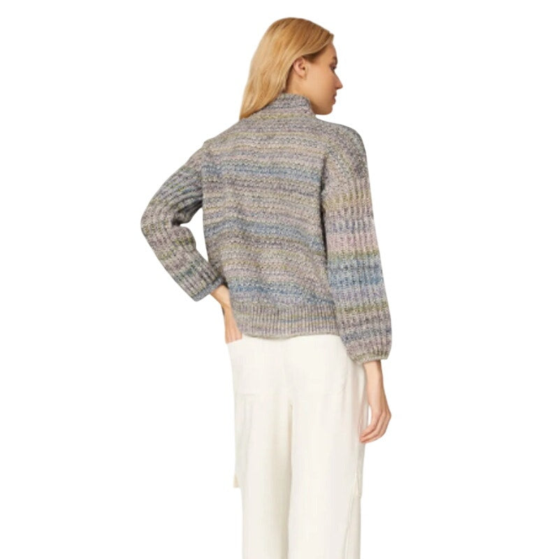 Club Monaco Womens Small Pastel Space Dye Long Sleeve Mock Neck Knit Sweater