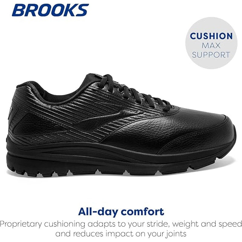 Brooks Mens Size 9.5W Wide Black Addiction Walker 2 Lace Up Athletic Shoes