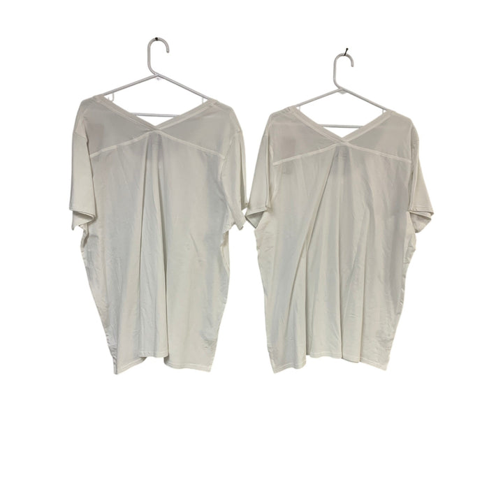 2 New Eddie Bauer Womens 2XLT 2X Tall Stretch Cotton White Tempo Tee Shirts