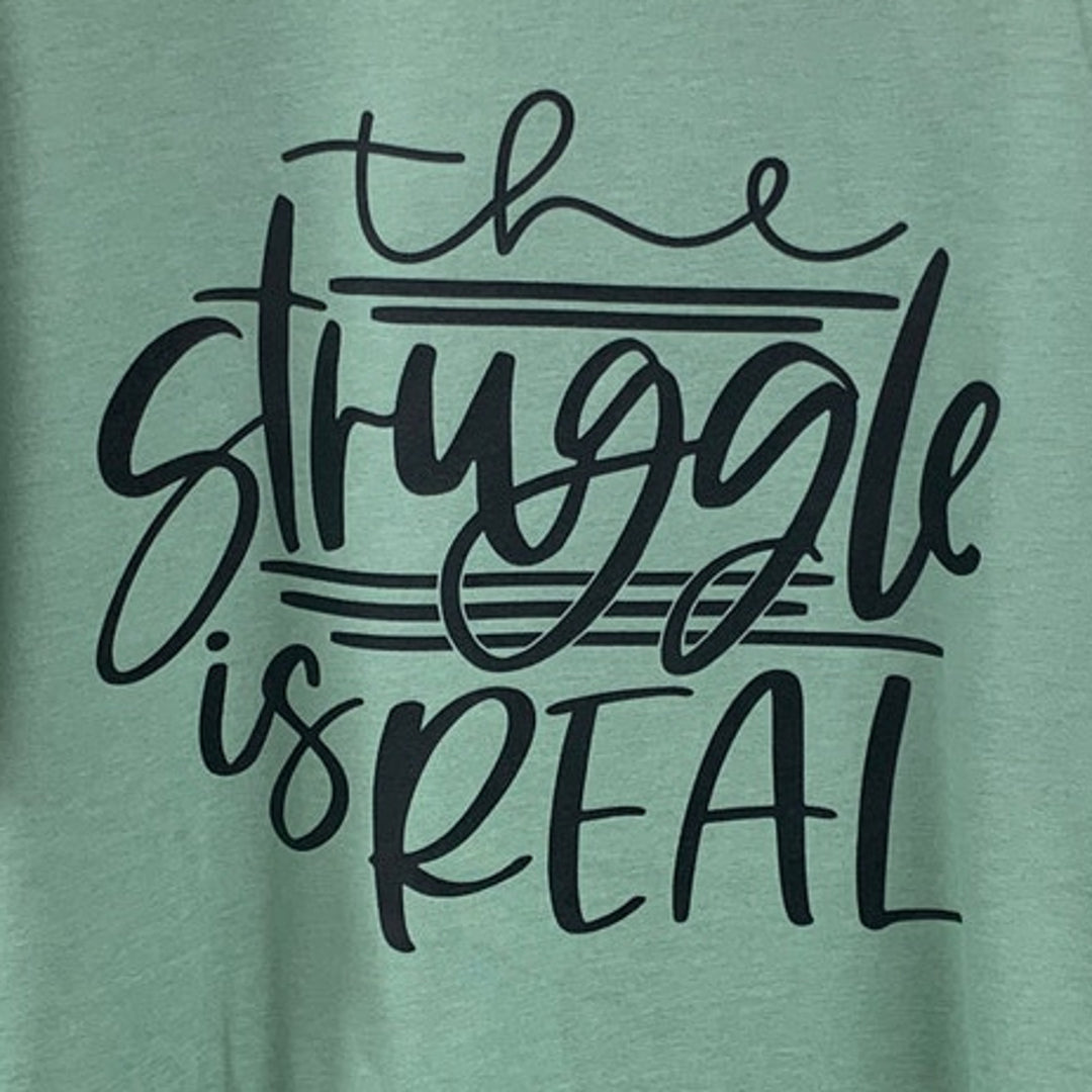 New Hand Printed Womens 4XL The Struggle Is Real Short Sleeve PolyCotton T-Shirt
