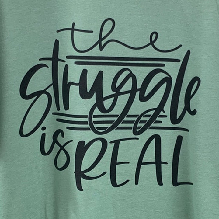 New Hand Printed Womens 4XL The Struggle Is Real Short Sleeve PolyCotton T-Shirt
