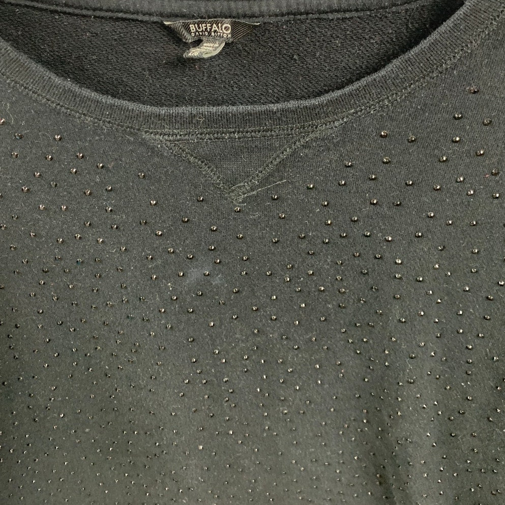 Buffalo by David Bitton Womens Large Black Long Sleeve Rhinestone Sweatshirt