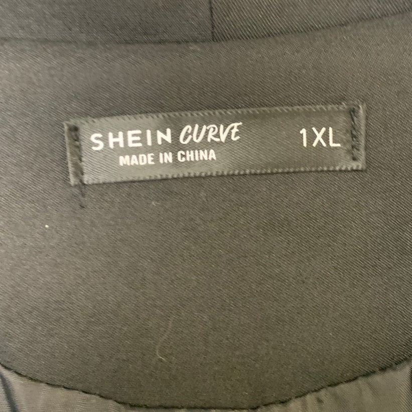 Shein Curve Womens 1XL Black 100% Polyester Long Sleeve Open Blazer Jacket