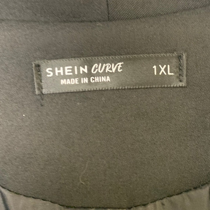 Shein Curve Womens 1XL Black 100% Polyester Long Sleeve Open Blazer Jacket
