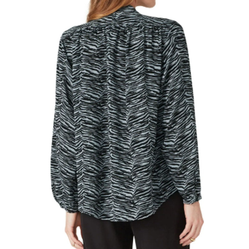 La Vie Rebecca Taylor Womens Medium Mini Tiger Long Sleeve Button Up Top Blouse