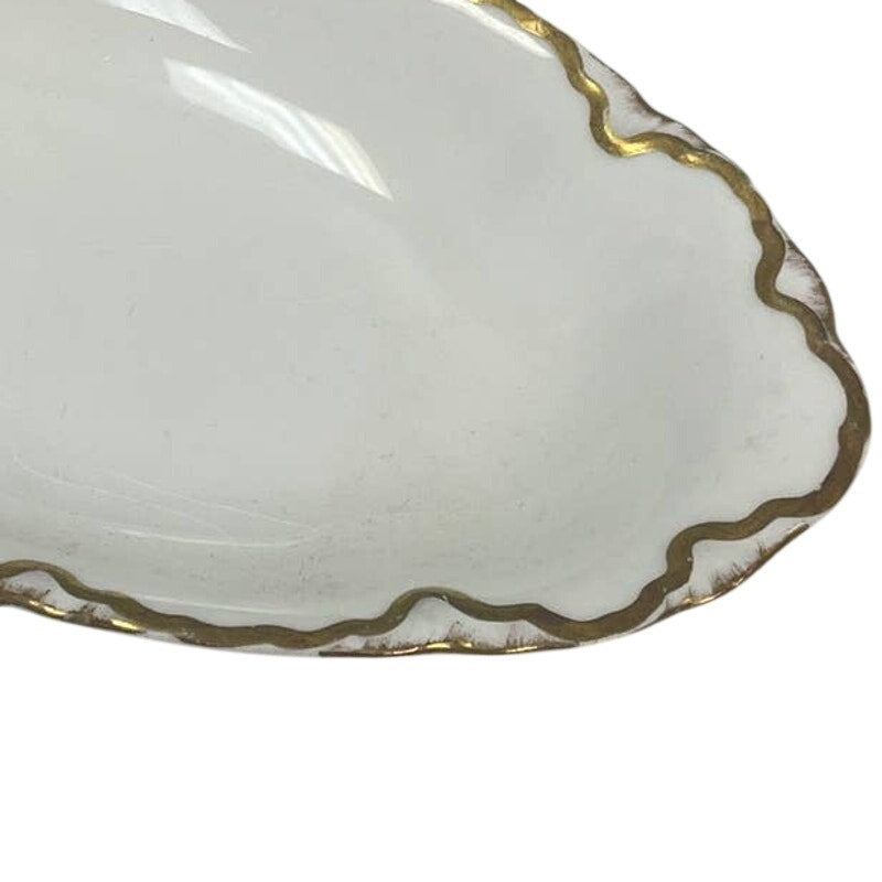 Vintage 1929 Pope-Gosser Sepia Gold Trimmed Ceramic China Small Oval Butter Dish