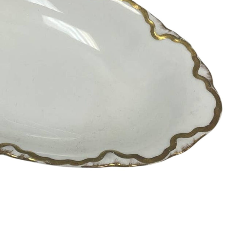 Vintage 1929 Pope-Gosser Sepia Gold Trimmed Ceramic China Small Oval Butter Dish