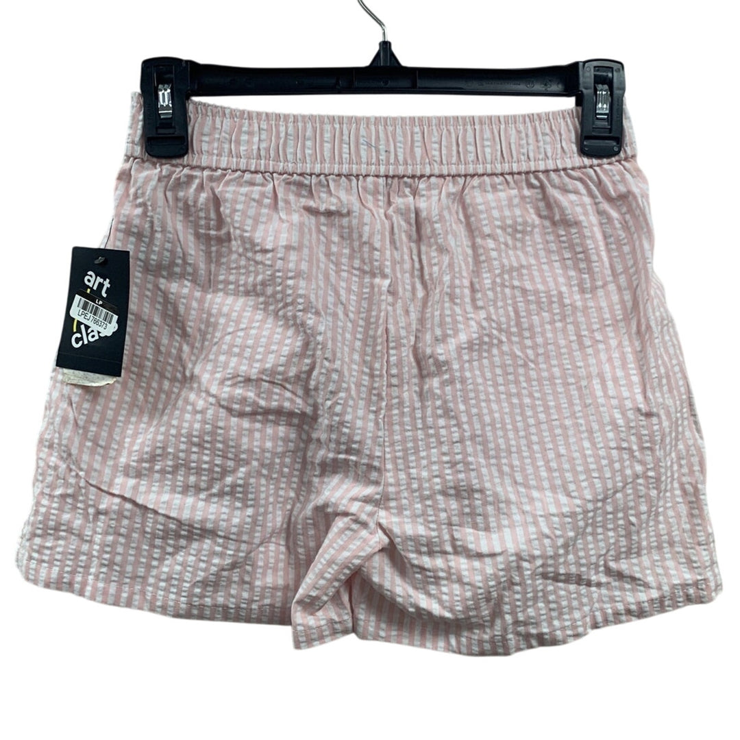 New Art Class Girls Large (10/12) Pink And White Stripe Seersucker Shorts