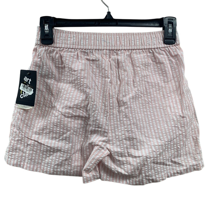 New Art Class Girls Large (10/12) Pink And White Stripe Seersucker Shorts