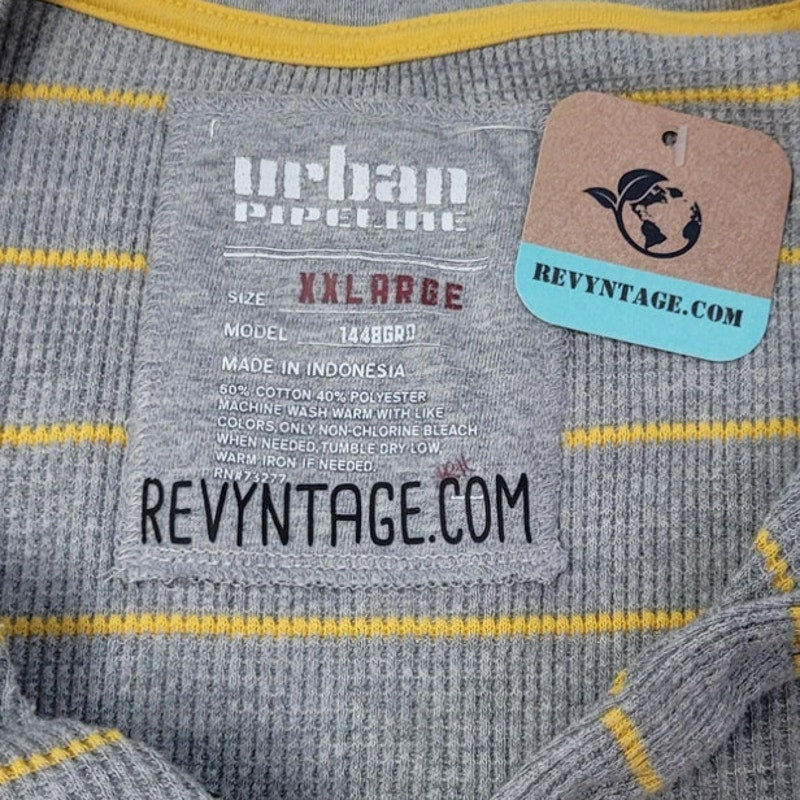 Hand Printed Upcycled Mens XXL Black Lab Dog Puppy Waffled Henley Shirt