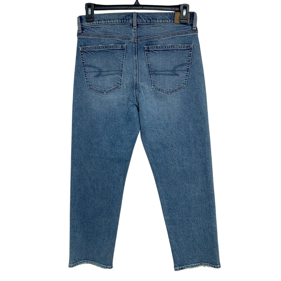 New American Eagle Womens 10 Super High Rise Ankle Straight Denim Blue Jeans