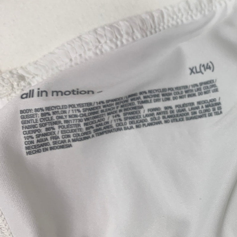 New All In Motion Girls XL White Pleated Elastic Waist Tennis Sport Skort