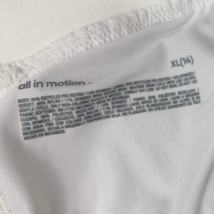 New All In Motion Girls XL White Pleated Elastic Waist Tennis Sport Skort