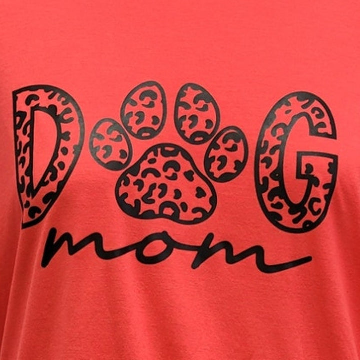 Hand Printed Upcycled Womens 2XL PolyCotton Dog Mom Short Sleeve Tee Shirt